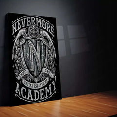 Movies & Series Metal Poster | Nevermore Academy – Gothic Crest of Shadows | Wednesday-Inspired Metal Frame Poster