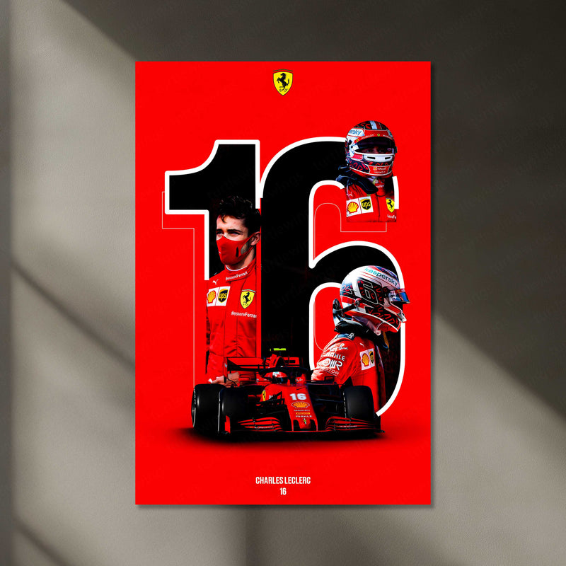 LED | F1 Ferrari Charles Leclerc LED Metal Frame | F1 Racing Art with LED Glow 02 - TURTLEWINGS 