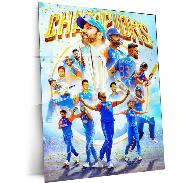 Indian Team – Champions Trophy 2025 Winner Metal Poster 🏆🇮🇳 1 - TURTLEWINGS 