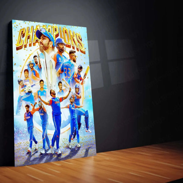 Indian Team – Champions Trophy 2025 Winner Metal Poster 🏆🇮🇳 1 - TURTLEWINGS 