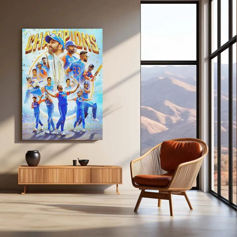 Indian Team – Champions Trophy 2025 Winner Metal Poster 🏆🇮🇳 1 - TURTLEWINGS 