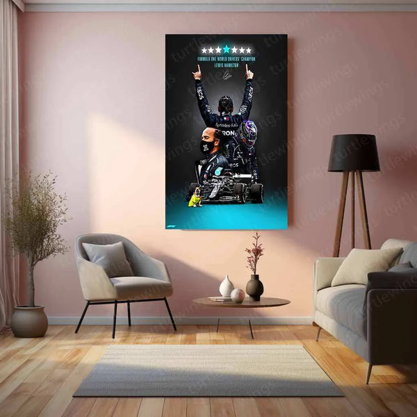 Lewis Hamilton Metal Poster - TURTLEWINGS 