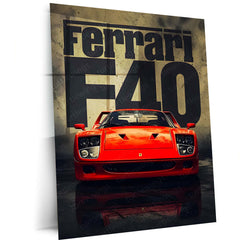 Ferrari F40 Front View Metal Poster | Iconic Supercar Wall Art