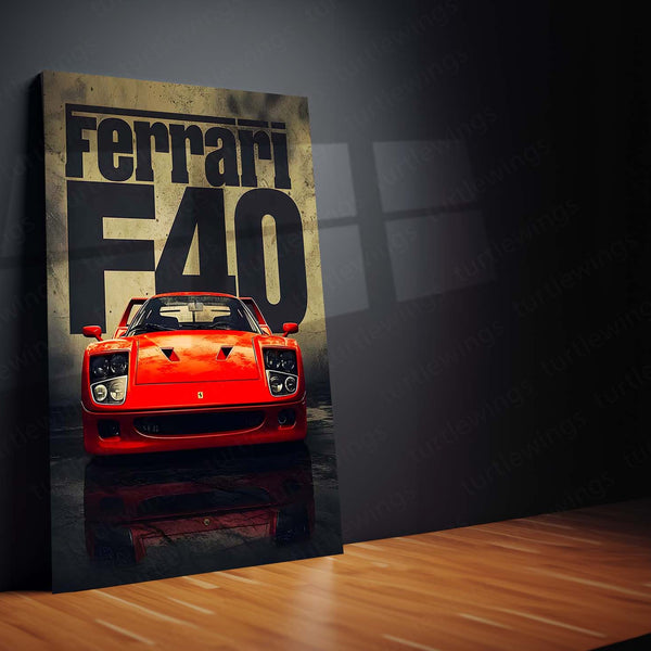Ferrari F40 Front View Metal Poster | Iconic Supercar Wall Art
