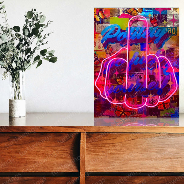 Finger Neon LED Metal Frame - Bold and Futuristic Wall Art - TURTLEWINGS 