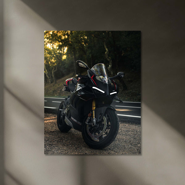 Ducati Panigale V4 Neon LED Metal Frame | Redline Superbike Wall Poster | High-Speed Glow Art