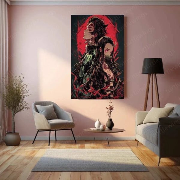 Tanjiro & Nezuko Metal Poster – Demon Slayer Anime Wall Art - TURTLEWINGS 