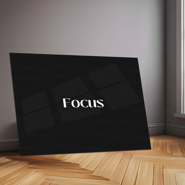 Focus – Metal Frame | Minimal Motivational Typography Poster | Clean Quote Wall Art for Hustlers & Thinkers - TURTLEWINGS 