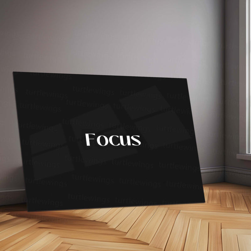 Focus – Metal Frame | Minimal Motivational Typography Poster | Clean Quote Wall Art for Hustlers & Thinkers - TURTLEWINGS 
