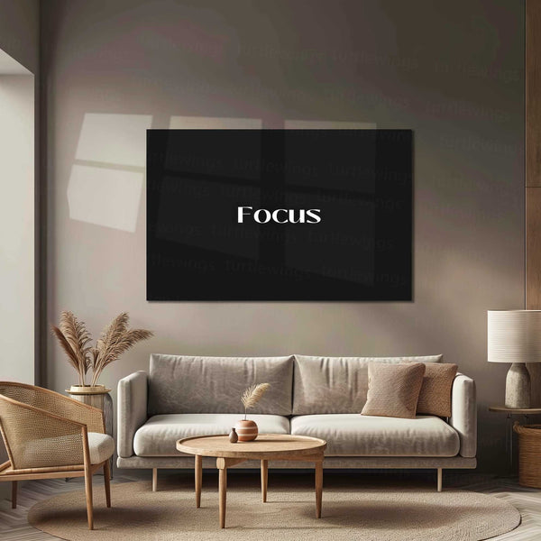 Focus – Metal Frame | Minimal Motivational Typography Poster | Clean Quote Wall Art for Hustlers & Thinkers - TURTLEWINGS 