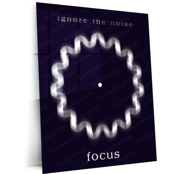 Quote Metal Poster | Ignore the Noise Focus Motivational Metal Poster | Minimal Concentration & Discipline Wall Art | Modern