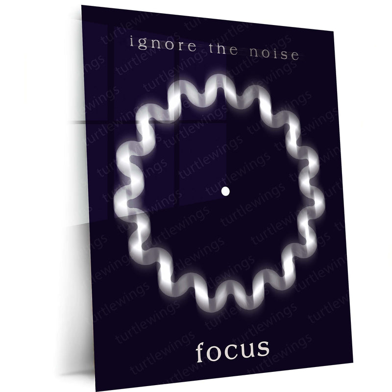 Quote Metal Poster | Ignore the Noise Focus Motivational Metal Poster | Minimal Concentration & Discipline Wall Art | Modern
