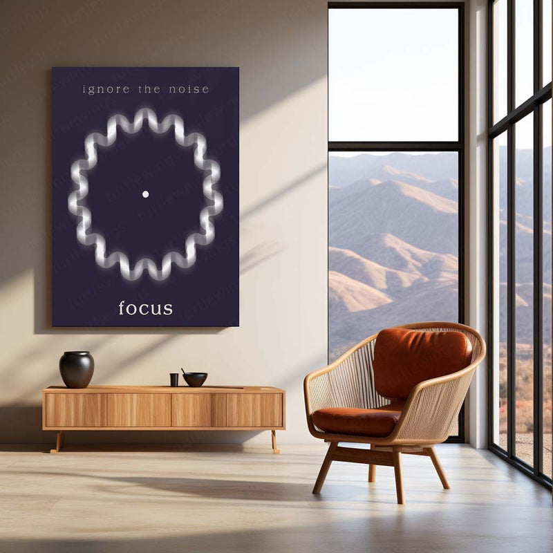 Quote Metal Poster | Ignore the Noise Focus Motivational Metal Poster | Minimal Concentration & Discipline Wall Art | Modern