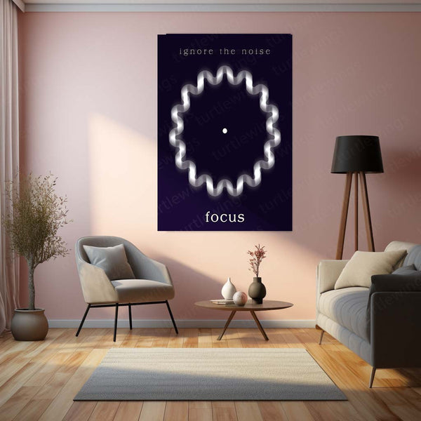 Quote Metal Poster | Ignore the Noise Focus Motivational Metal Poster | Minimal Concentration & Discipline Wall Art | Modern