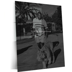 Quote Metal Poster | Mike Tyson Free & Dangerous Motivational Metal Poster | Fearless Boxing Legend Mindset Wall Art | Black