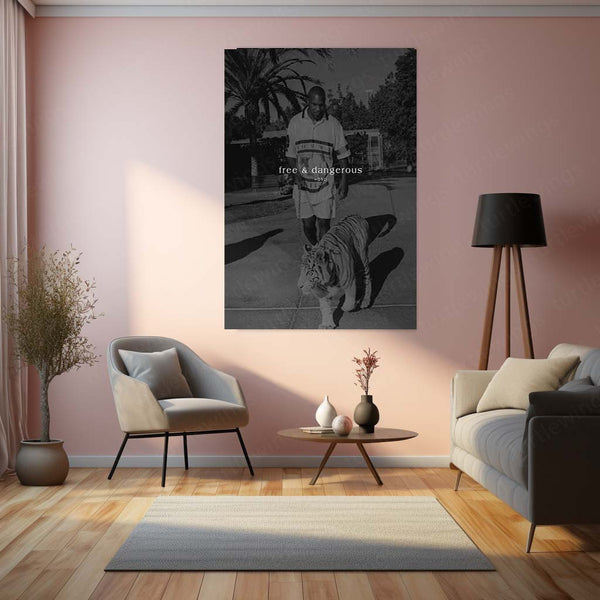 Quote Metal Poster | Mike Tyson Free & Dangerous Motivational Metal Poster | Fearless Boxing Legend Mindset Wall Art | Black