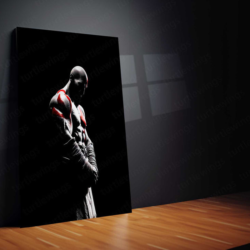 Game Metal Poster | Kratos – Spartan Rage Metal Poster God of War Inspired Wall Art | Warrior Strength Motivation Metal Frame