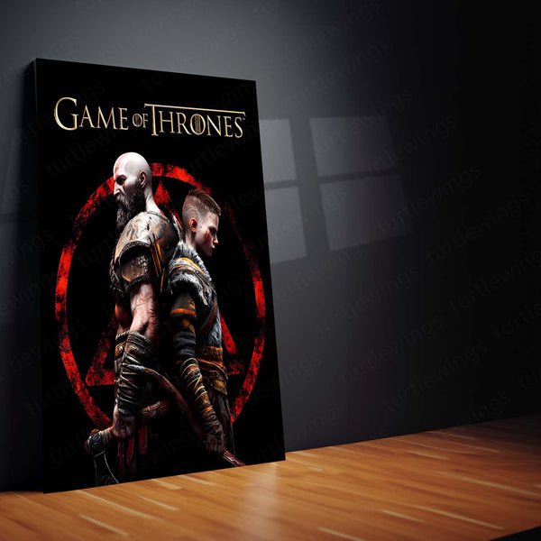 Game Metal Poster | Kratos & Atreus – Warrior Legacy Metal Poster Game-Inspired Wall Art | Father & Son Battle Motivation Metal Frame