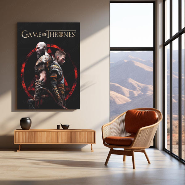 Game Metal Poster | Kratos & Atreus – Warrior Legacy Metal Poster Game-Inspired Wall Art | Father & Son Battle Motivation Metal Frame