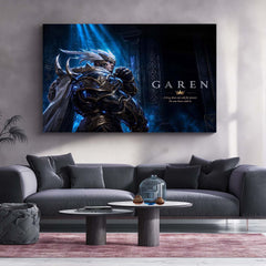 Game Metal Poster | Garen – Born With Power Metal Poster Fantasy Warrior Wall Art | Royal Strength Gaming Metal Frame