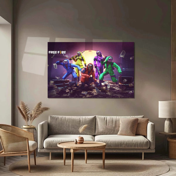 Game Metal Poster | Garena Free Fire – Squad Heist Edition | Gaming Metal Frame Battle Royale Wall Art - TURTLEWINGS 