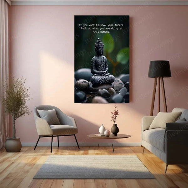 Gautam Buddha Metal Poster – Spiritual Wall Art 1 - TURTLEWINGS 