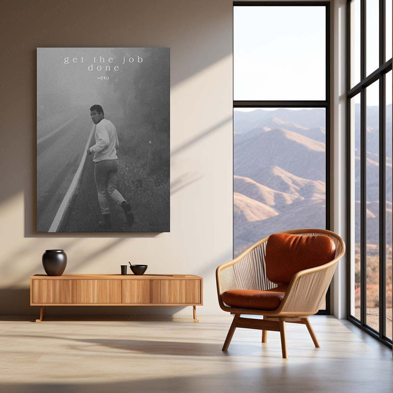 Quote Metal Poster | Muhammad Ali Get the Job Done Motivational Metal Poster | Boxing Legend Discipline & Action Mindset Wall