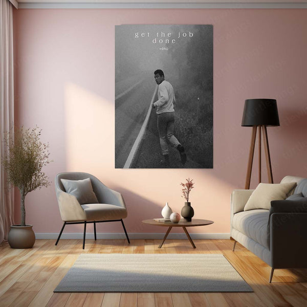Quote Metal Poster | Muhammad Ali Get the Job Done Motivational Metal Poster | Boxing Legend Discipline & Action Mindset Wall