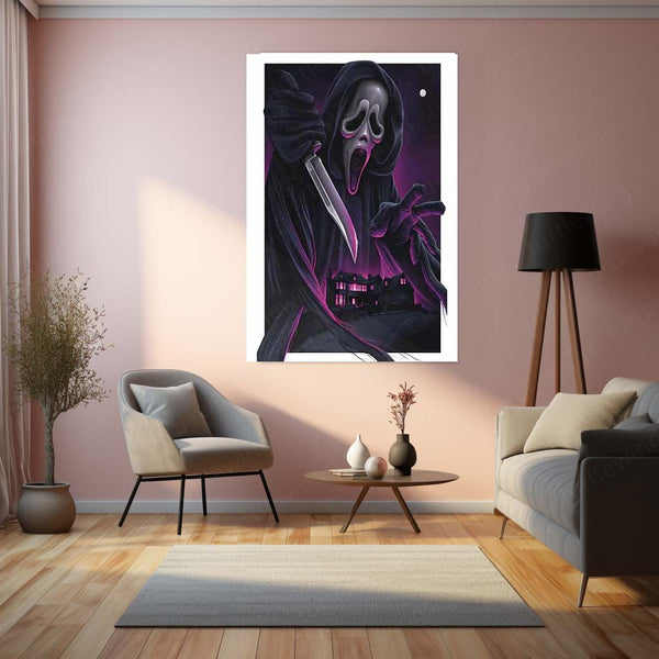 Ghostface Horror Icon Poster – Scream Slasher Legacy Metal Poster | Cult Horror Wall Frame