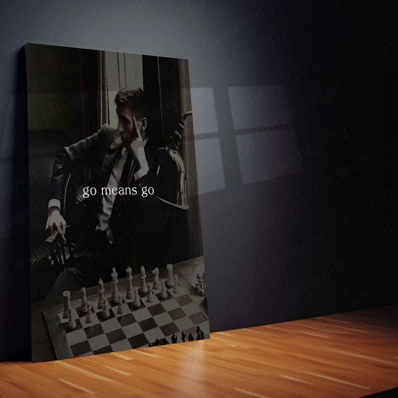 Quote Metal Poster | Go Means Go Motivational Metal Poster | Chess Strategy & Action Mindset Wall Art | Discipline Success