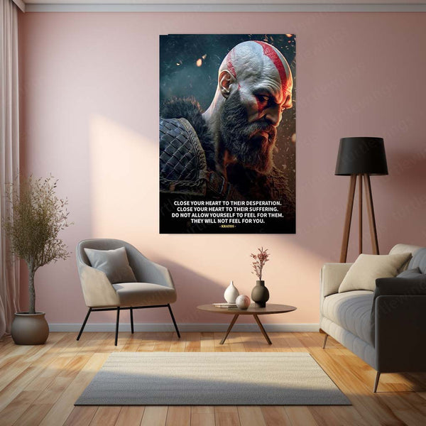 God of War – Kratos Rage Metal Poster | Epic Gaming Wall Frame (Design 01)