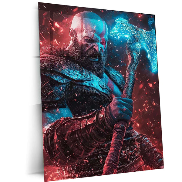 God of War – Kratos Rage Metal Poster | Epic Gaming Wall Frame (Design 01) 01