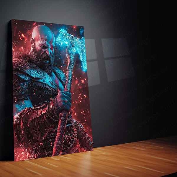 God of War – Kratos Rage Metal Poster | Epic Gaming Wall Frame (Design 01) 01