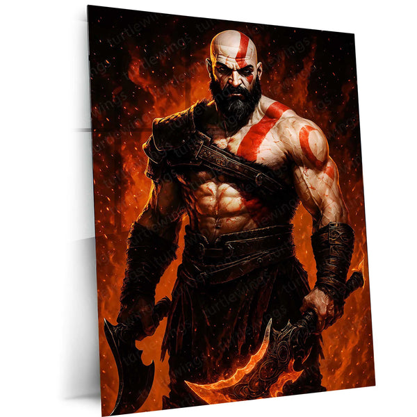 God of War – Kratos Rage Metal Poster | Epic Gaming Wall Frame (Design 01) 02