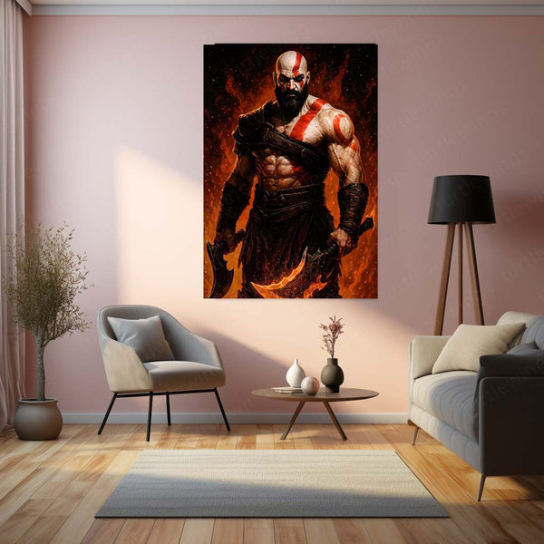 God of War – Kratos Rage Metal Poster | Epic Gaming Wall Frame (Design 01) 02