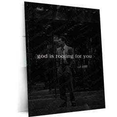 Quote Metal Poster | God Is Rooting for You Motivational Metal Poster | Faith, Hope & Success Mindset Wall Art