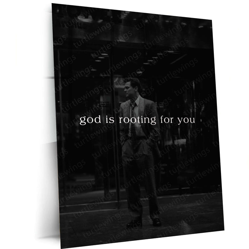 Quote Metal Poster | God Is Rooting for You Motivational Metal Poster | Faith, Hope & Success Mindset Wall Art