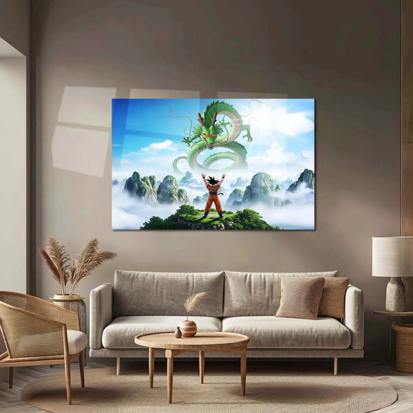 Anime Metal Poster | Goku Faces Shenron – Legendary Clash | Dragon Ball Anime Metal Frame | Epic Saiyan Destiny Wall Art - TURTLEWINGS 