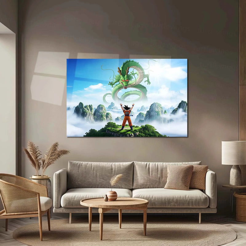 Anime Metal Poster | Goku Faces Shenron – Legendary Clash | Dragon Ball Anime Metal Frame | Epic Saiyan Destiny Wall Art - TURTLEWINGS 