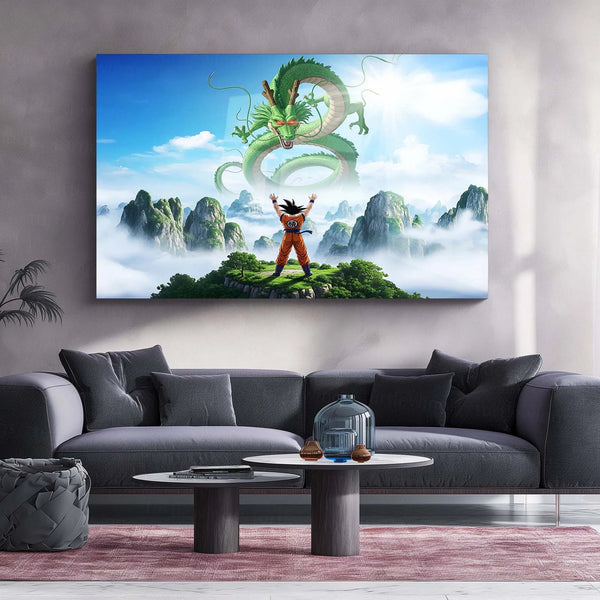 Anime Metal Poster | Goku Faces Shenron – Legendary Clash | Dragon Ball Anime Metal Frame | Epic Saiyan Destiny Wall Art - TURTLEWINGS 