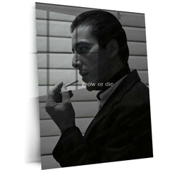 Quote Metal Poster | Grow or Die Motivational Metal Poster | Growth Mindset & Self Improvement Wall Art | Dark Black & White