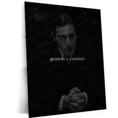 Quote Metal Poster | Growth > Comfort Motivational Metal Poster | Growth Mindset & Leave Your Comfort Zone Wall Art | Dark
