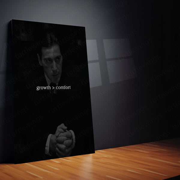 Quote Metal Poster | Growth > Comfort Motivational Metal Poster | Growth Mindset & Leave Your Comfort Zone Wall Art | Dark