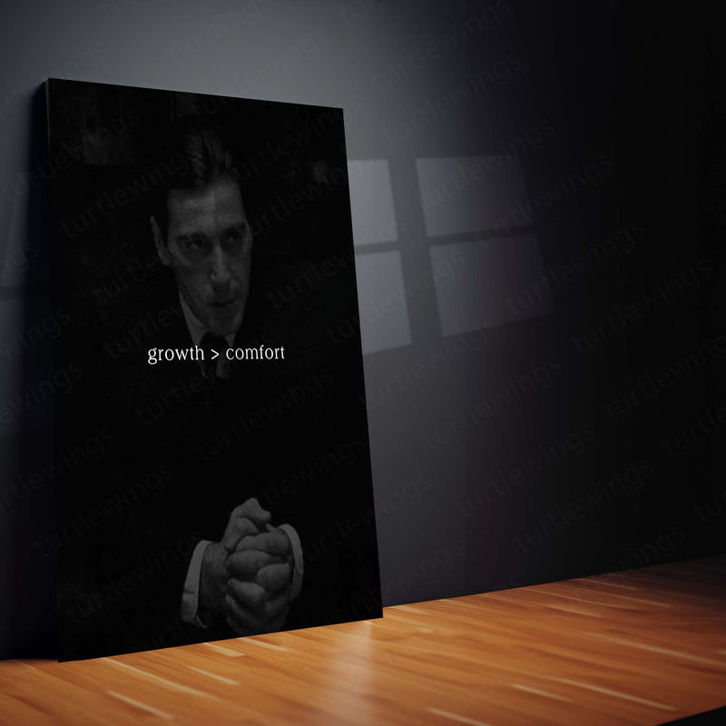 Quote Metal Poster | Growth > Comfort Motivational Metal Poster | Growth Mindset & Leave Your Comfort Zone Wall Art | Dark