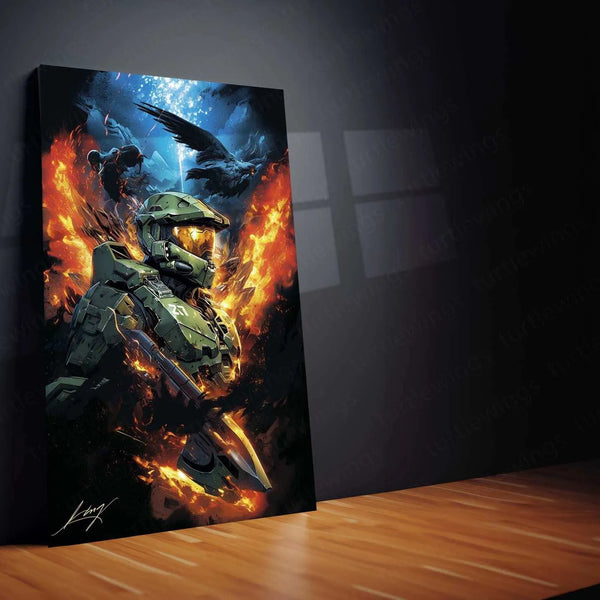 Halo Metal Poster – Epic Sci-Fi Action Art | Legendary Master Chief Wall Decor - TURTLEWINGS 