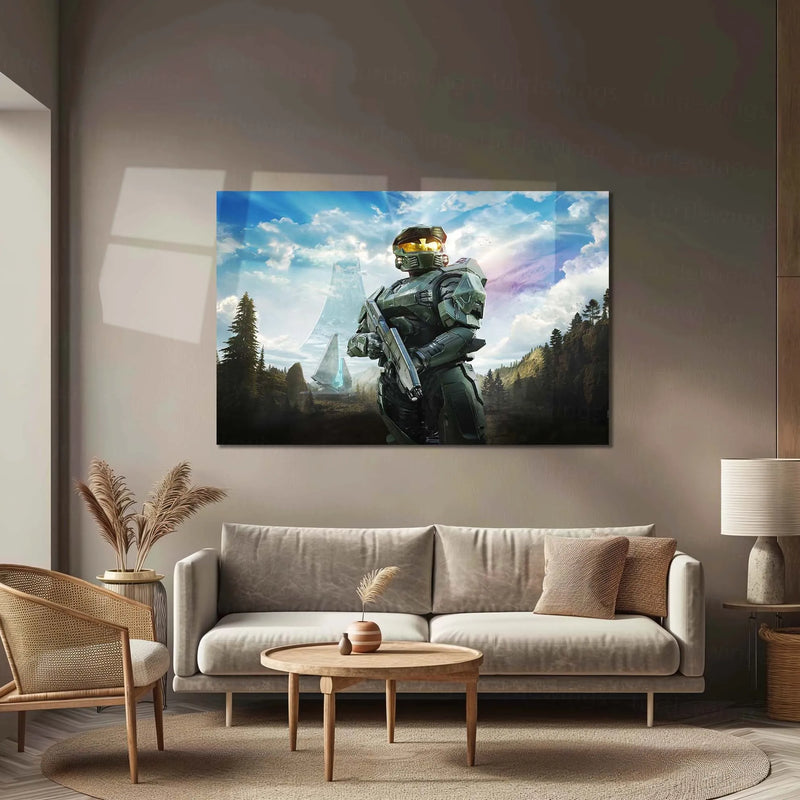 Halo – Campaign Evolved | Legendary Sci-Fi Gaming Metal Frame | Epic Spartan Wall Art - TURTLEWINGS 