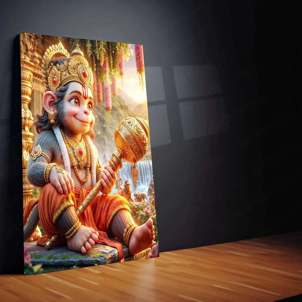 Hanuman Metal Poster – Divine Strength & Devotion Wall Art | Bajrangbali Spiritual Decor 5 - TURTLEWINGS 