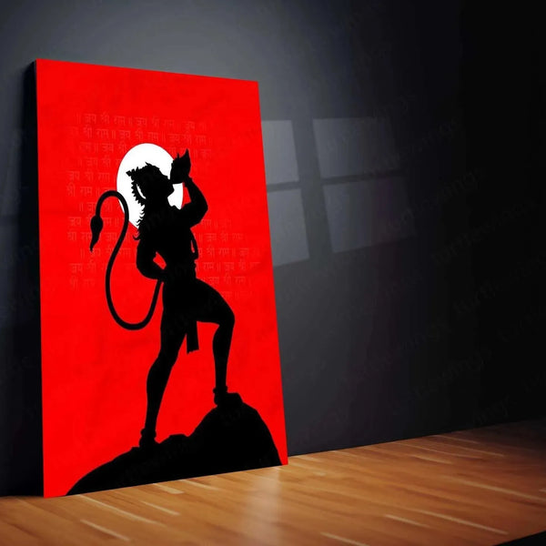 Hanuman Ji Metal Poster – Divine Hindu Wall Art - TURTLEWINGS 