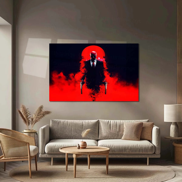 Hitman – Contract Killer | Silent Assassin Metal Frame | Dark Tactical Gaming Wall Art - TURTLEWINGS 