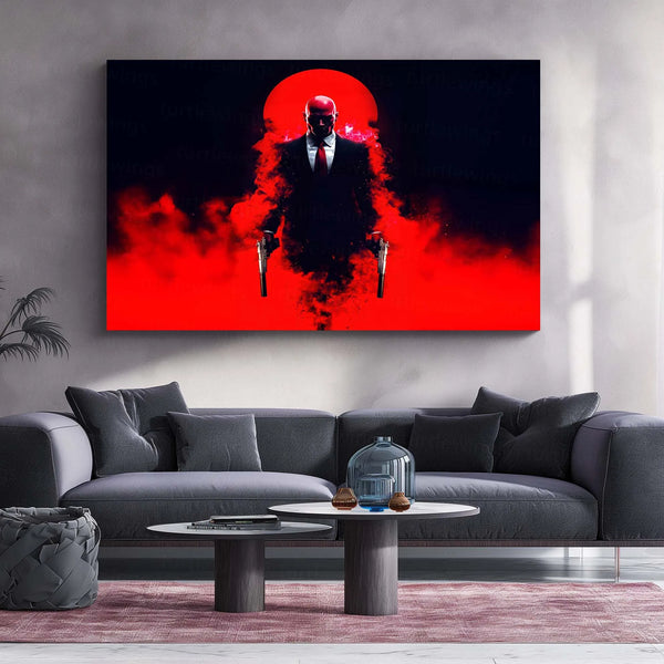 Hitman – Contract Killer | Silent Assassin Metal Frame | Dark Tactical Gaming Wall Art - TURTLEWINGS 